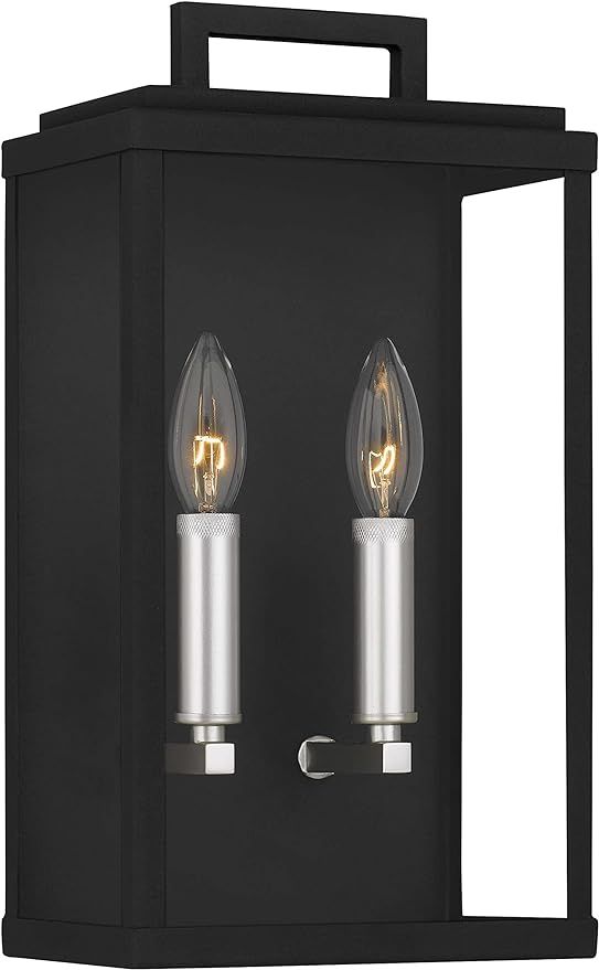 Tawson Eva Outdoor Wall 2-Lights Exterior Wall Lantern Fixtures with Clear Glass Shade, Matte Bla... | Amazon (US)