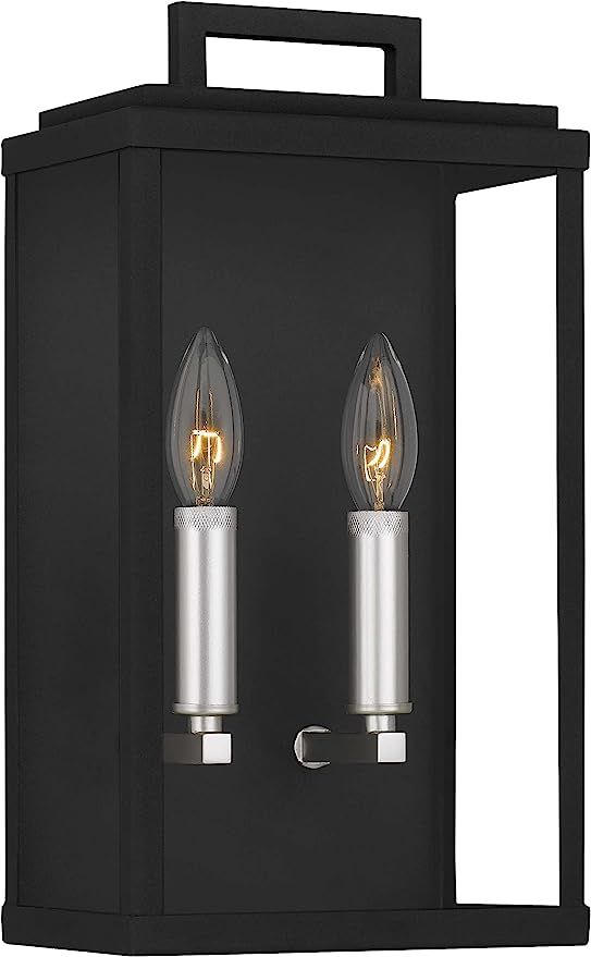 Tawson Eva Outdoor Wall 2-Lights Exterior Wall Lantern Fixtures with Clear Glass Shade, Matte Bla... | Amazon (US)