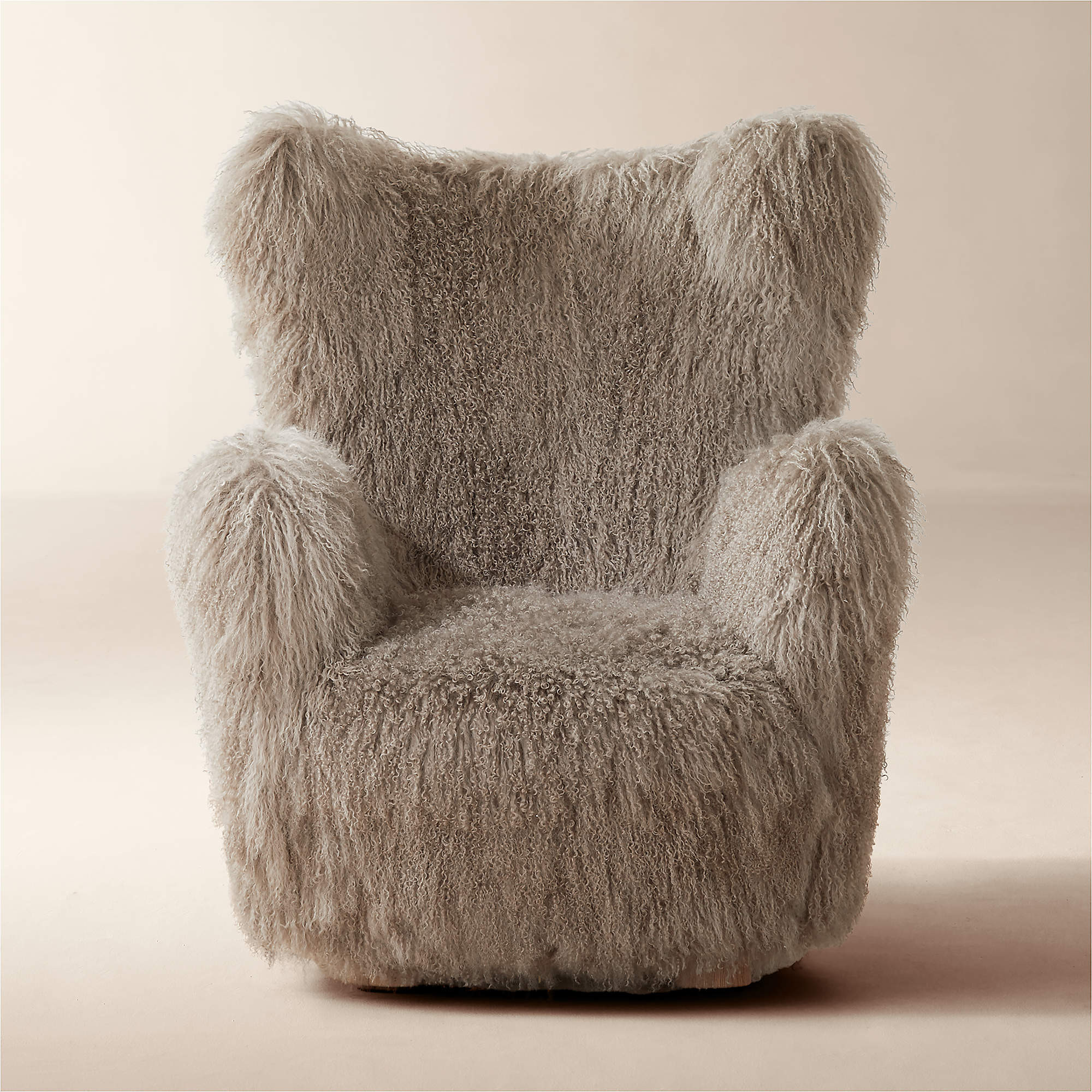 Bozzi Taupe Mongolian Sheepskin Accent Chair + Reviews | CB2 | CB2