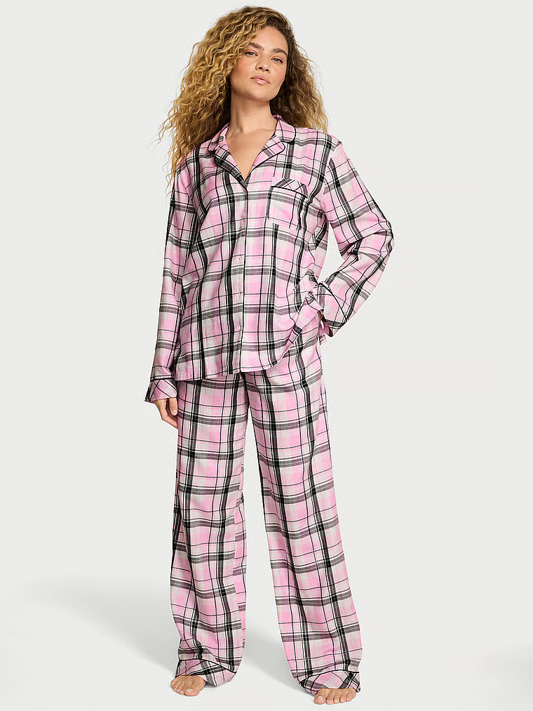 Buy Flannel Long Pajama Set, Coconut White/Rose Garden Whimsy Forest Scene - Order Pajamas Sets o... | Victoria's Secret (US / CA )