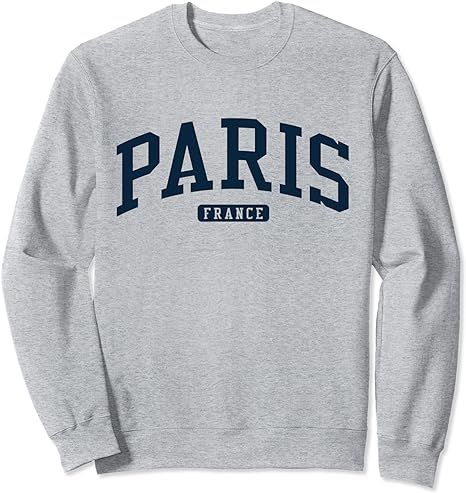 Paris France College University Style Navy Sweatshirt | Amazon (US)