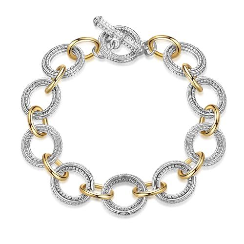 Wire Cable Bracelet for Women Twisted - Gold and Silver Chain Bracelet Circle Link Bracelets - Ca... | Amazon (US)