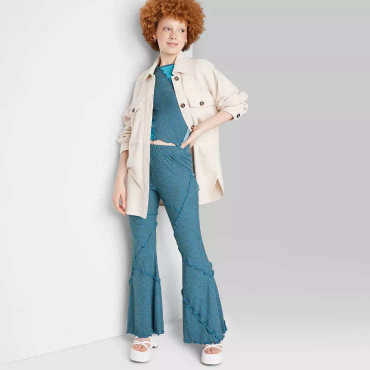 Women's High-Waisted Ribbed Flare Leggings - Wild Fable™ | Target