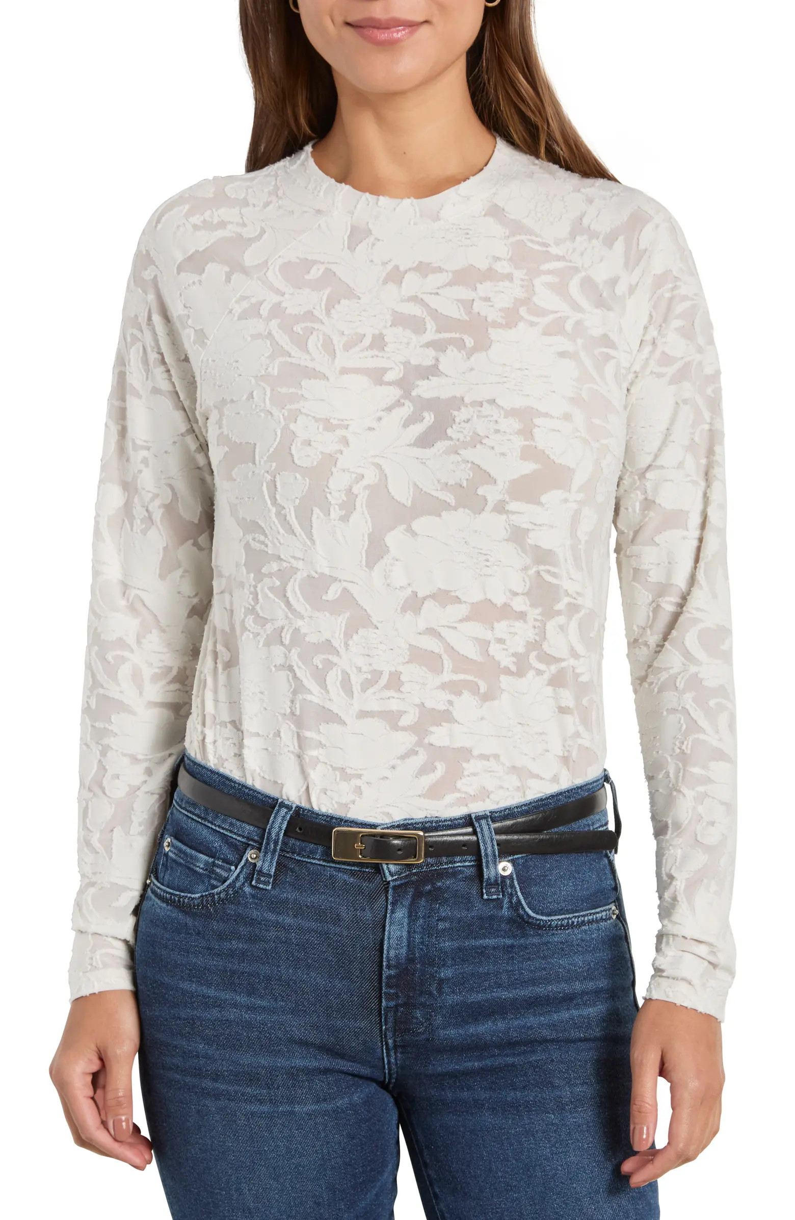 Cece Floral Semisheer Long Sleeve Top | Nordstrom Rack