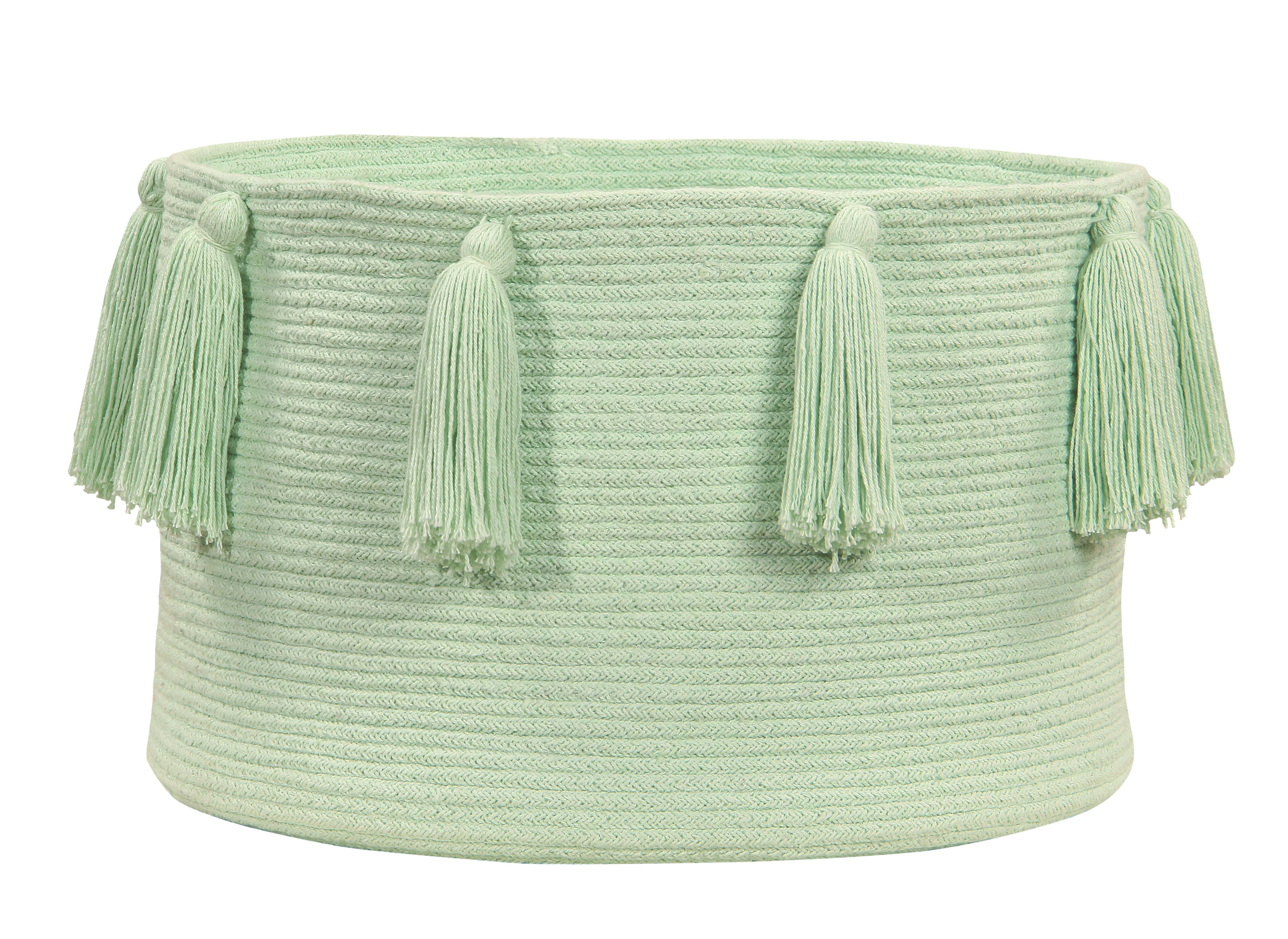 Tassels Basket in Soft Mint – BURKE DECOR | Burke Decor