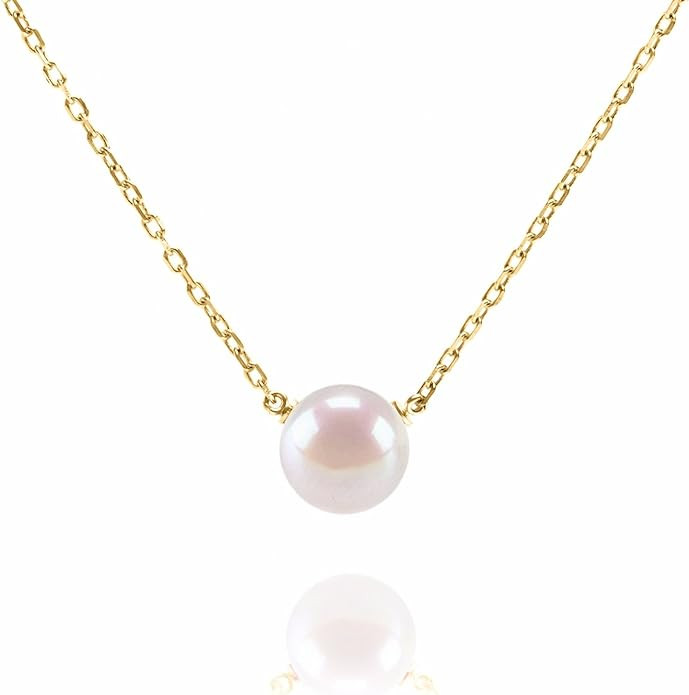 PAVOI Handpicked AAA+ Freshwater Cultured Single Pearl Necklace Pendant | Gold Necklaces for Wome... | Amazon (US)