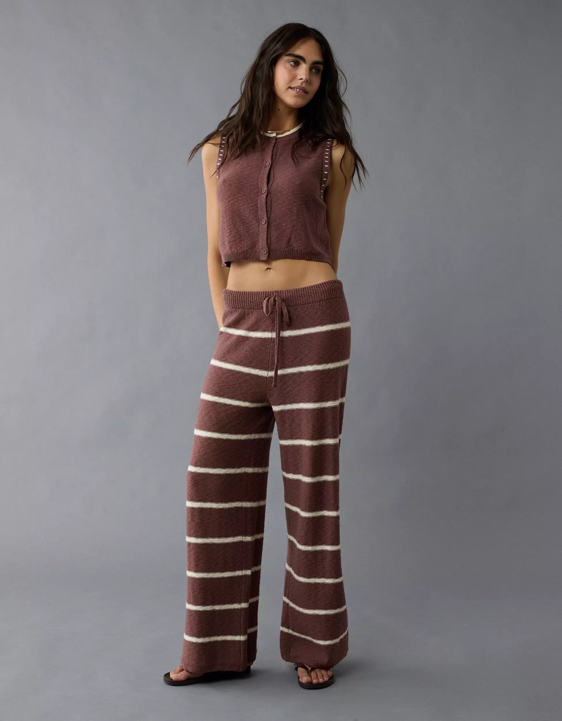 AE Knit Wide-Leg Striped Pant | American Eagle Outfitters (US & CA)