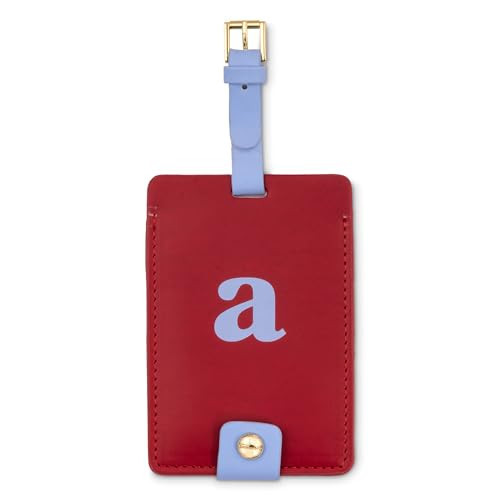 Kate Spade New York Leatherette Luggage Tag with Secure Strap, Colorful Suitcase Identifier for Travel, Monogram Bag Tag ID, A | Amazon (US)
