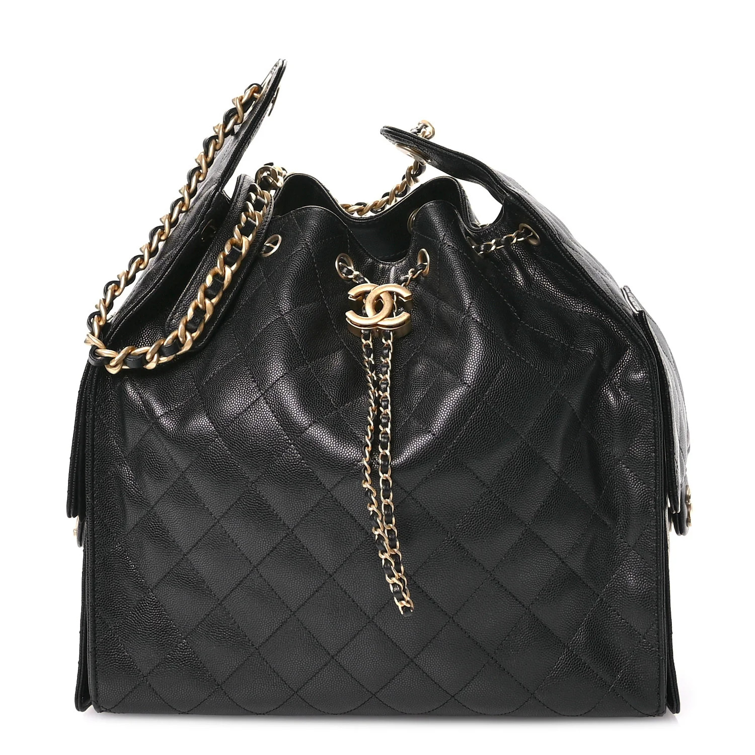 Caviar Quilted Medium Chanel 25 Handbag Black | FASHIONPHILE (US)