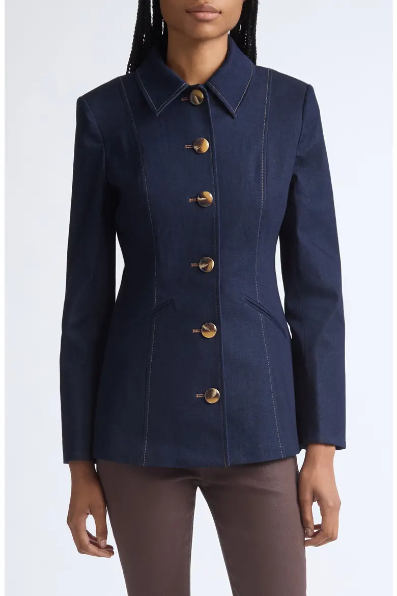 Veronica Beard Calloway Denim Jacket in Midnight Wash at Nordstrom, Size Large | Nordstrom