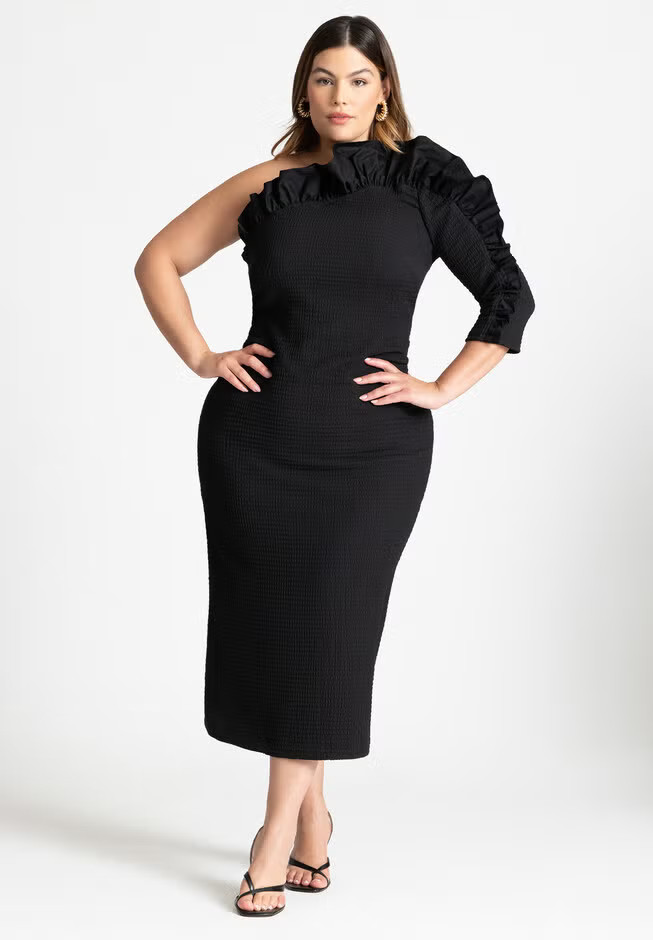 Popcorn Ruffle Column Dress | Eloquii