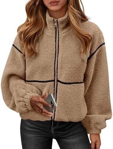 KIRUNDO Sherpa Jacket Women Fleece Oversized Zip Up Winter Coats Fall Jackets Faux Fur Warm Outwe... | Amazon (US)