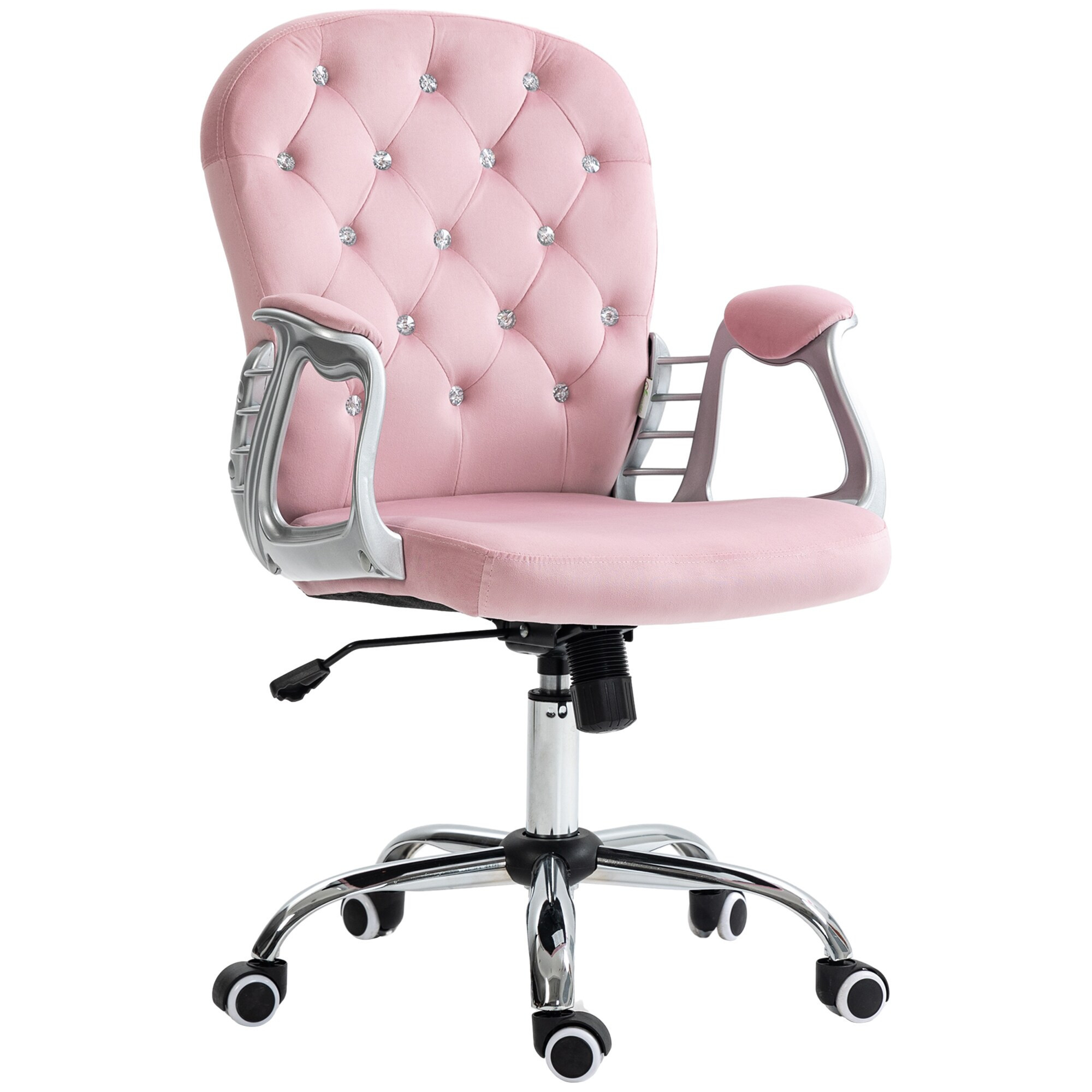 Beedesign Button Tufted Desk Chair Pink Home Office Chair with Padded Armrests Adjustable Height and Swivel Wheels one_size | AS-T1025-01-08263 | Lowe's