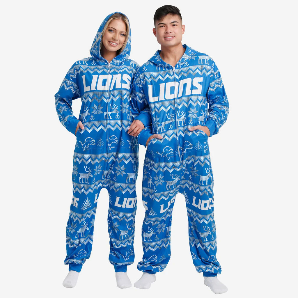 Detroit Lions Ugly Pattern One Piece Pajamas | FOCO inc