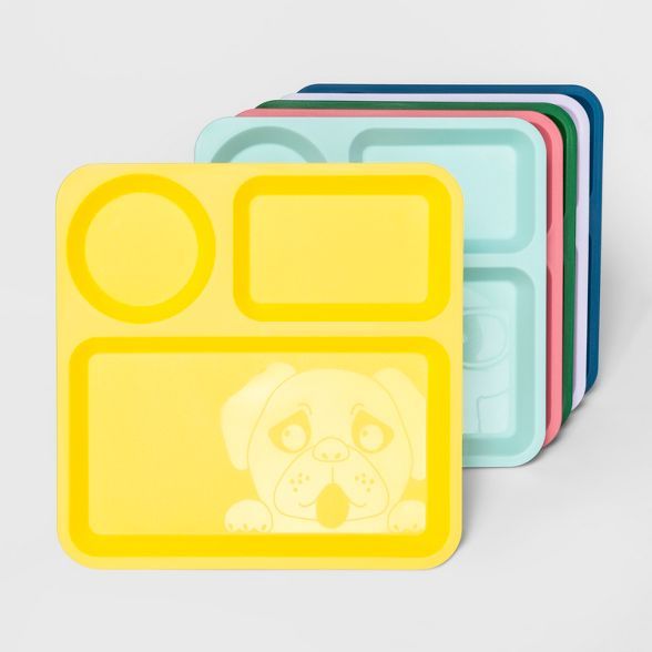 10" 6pk Plastic Kids Divided Dinner Plates - Pillowfort™ | Target