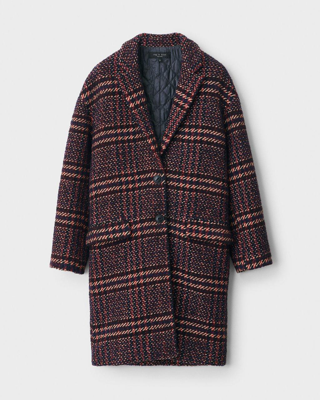 Estelle cocoon wool blend plaid coat | rag + bone