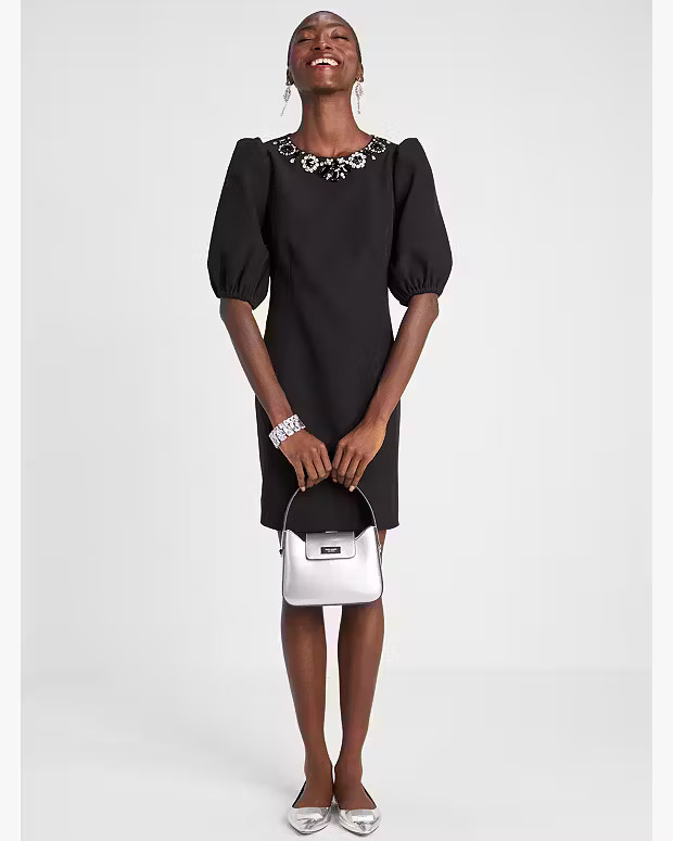 Embellished Double Crepe Dress | Kate Spade Outlet