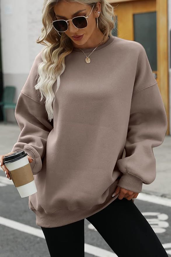 Trendy Queen Oversized Sweatshirts for Women Fleece Hoodies Crewneck Pullover Comfy Sweaters Clot... | Amazon (US)