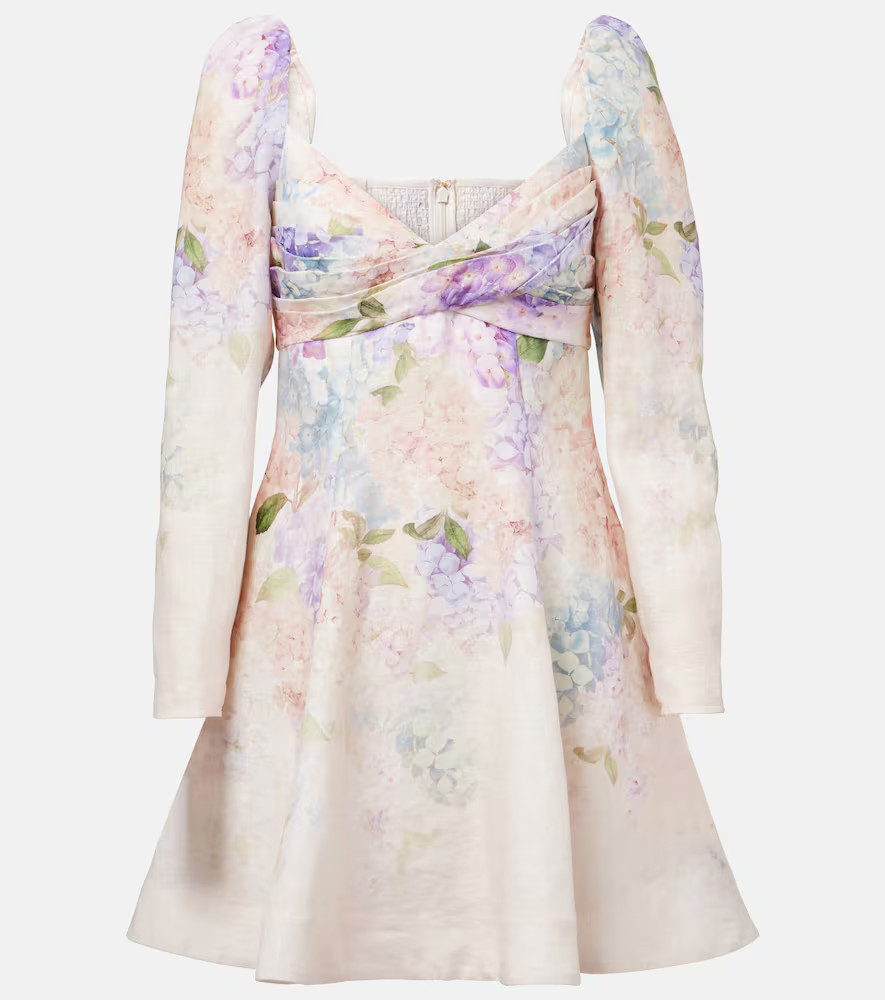 Zimmermann Dawning floral puff-sleeve linen minidress | Mytheresa (US/CA)