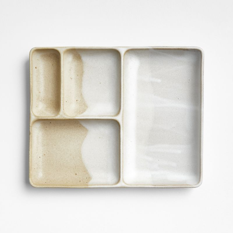 Kaito Rectangle Stoneware Bento Plate | Crate & Barrel | Crate & Barrel