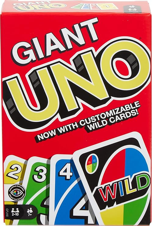 Mattel Games Giant UNO Card Game for Kid, Adult & Families, Color Blind Accessible & Customizable... | Amazon (US)