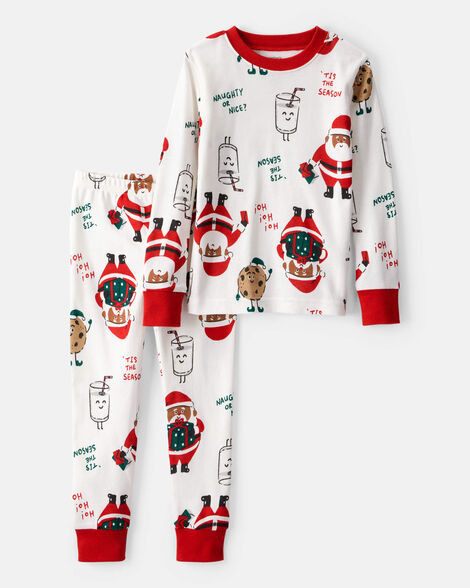 Baby Brown Santa Milk & Cookies 100% Cotton Long-Sleeve Snug Fit 2-Piece Pajamas - White | Carter's Inc