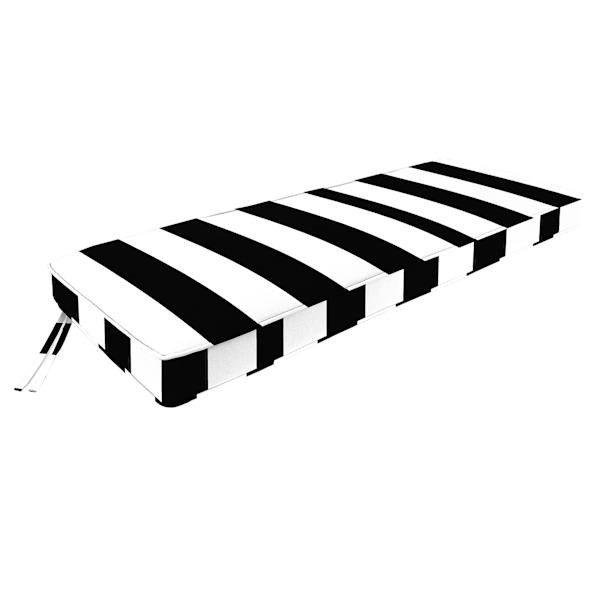 Black Awning Stripe Outdoor Bench Cushion | At Home
