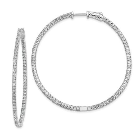 925 Sterling Silver Polished Hinged hoop Safety clasp Cubic Zirconia Round-Hoop Earrings 44x44mm Wide 2mm Thick-Hoop Ear | Walmart (US)