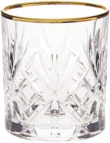 Lorren Home Trends Siena Collection Crystal Double Old Fashion Beverage Glass with Gold Band Desi... | Amazon (US)