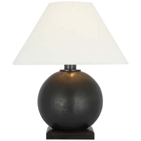 Hardwick 12" Accent Lamp in Museum Bronze and Black Ebony with Linen Shade | Wayfair North America