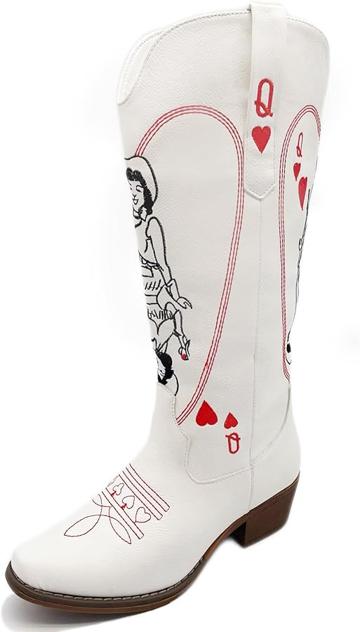 cowgirl boots Vintage Embroidered Riding Boots Western Cowboy Boots with Red Heart & Star Pattern... | Amazon (US)