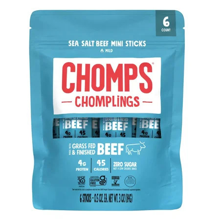 Chomplings Sea Salt Beef Mini Jerky Meat Sticks, 4g of Protein (6 Count) | Walmart (US)