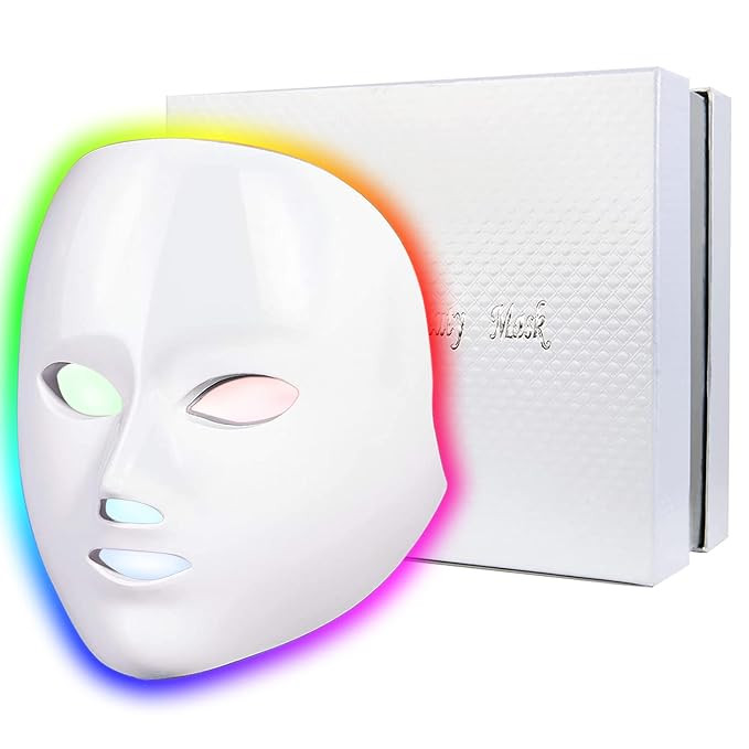 Red-Light-Therapy-for-Face, Led Face Mask Light Therapy 7 Colors LED Facial Mask at Home Skin Rej... | Amazon (US)