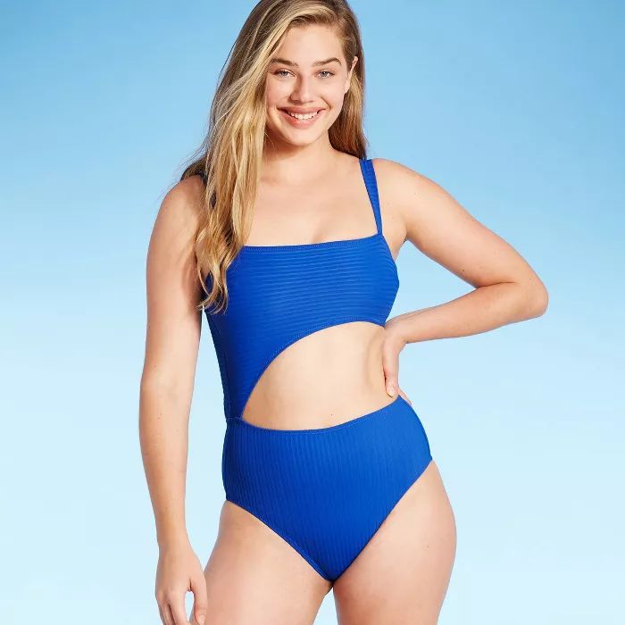 Women's Ribbed Cut Out One Piece Swimsuit - Shade & Shore™ | Target