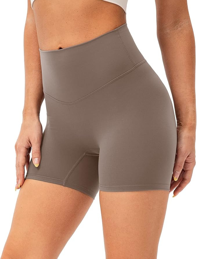 Lavento Women's Naked Feeling Biker Shorts - High Waisted Ultra Soft Workout Yoga Shorts - 5" / 6... | Amazon (US)