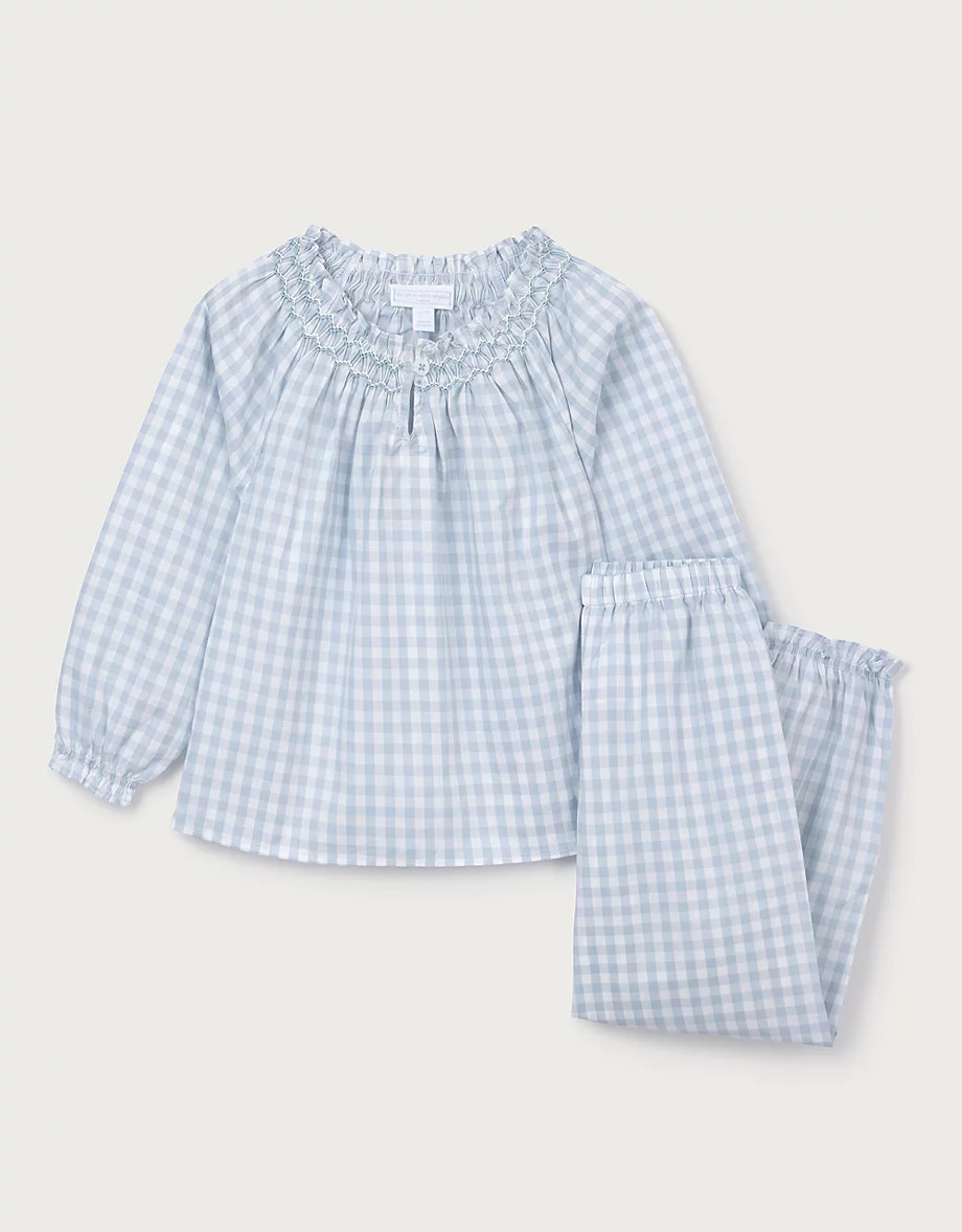 Cotton Relaxed Fit Poplin Mini Gingham Hand Smocked Pyjamas (2–12yrs) | The White Company UK & ROW