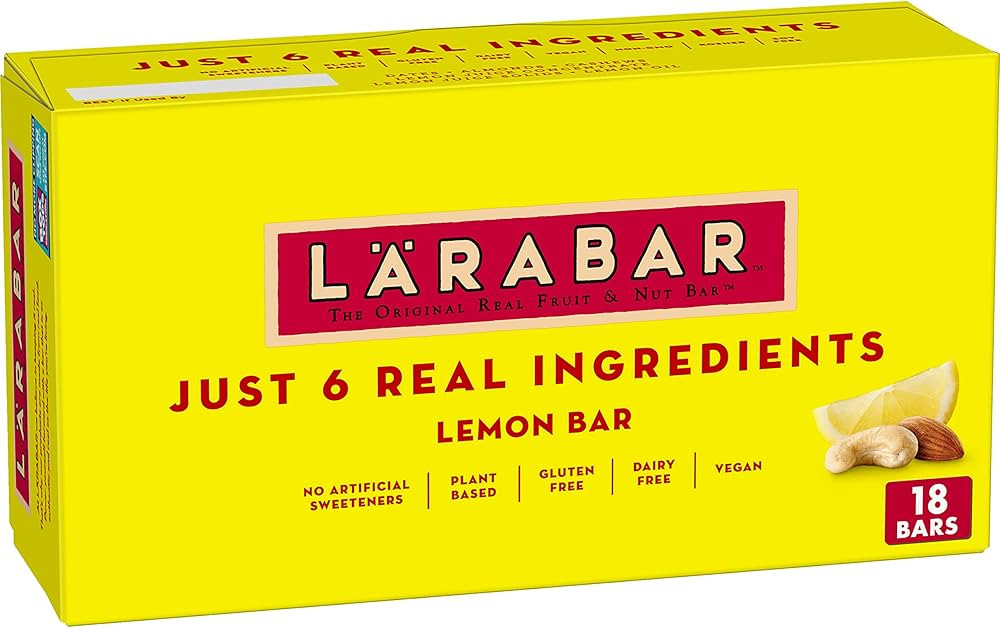 Larabar Lemon Bar, Gluten Free Vegan Fruit & Nut Bars, 1.6 oz bars, 18 ct | Amazon (US)