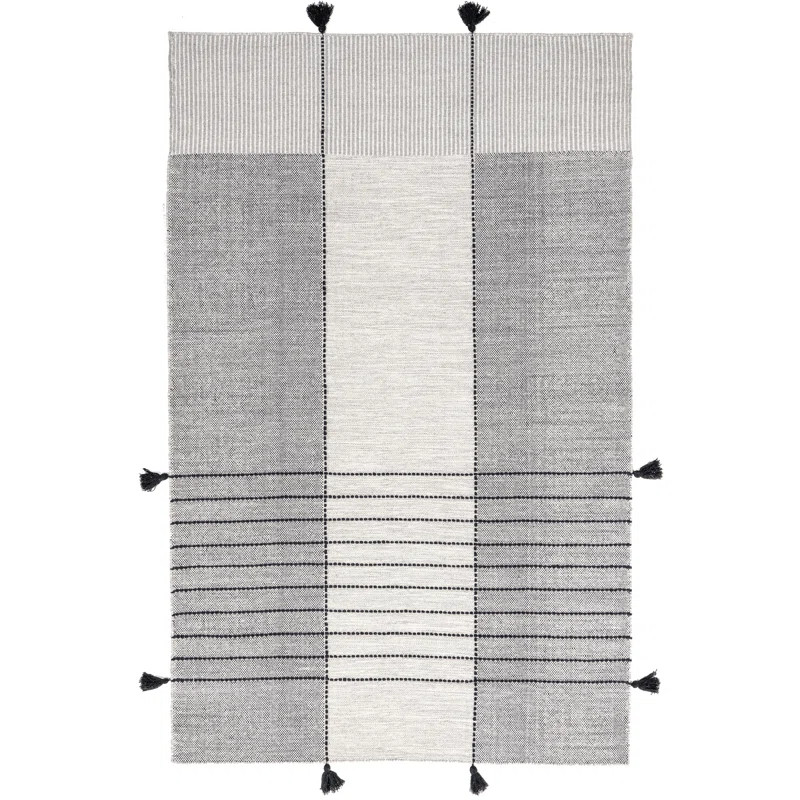 Sharyn Modern Striped Wool Tassel Area Rug | Wayfair North America