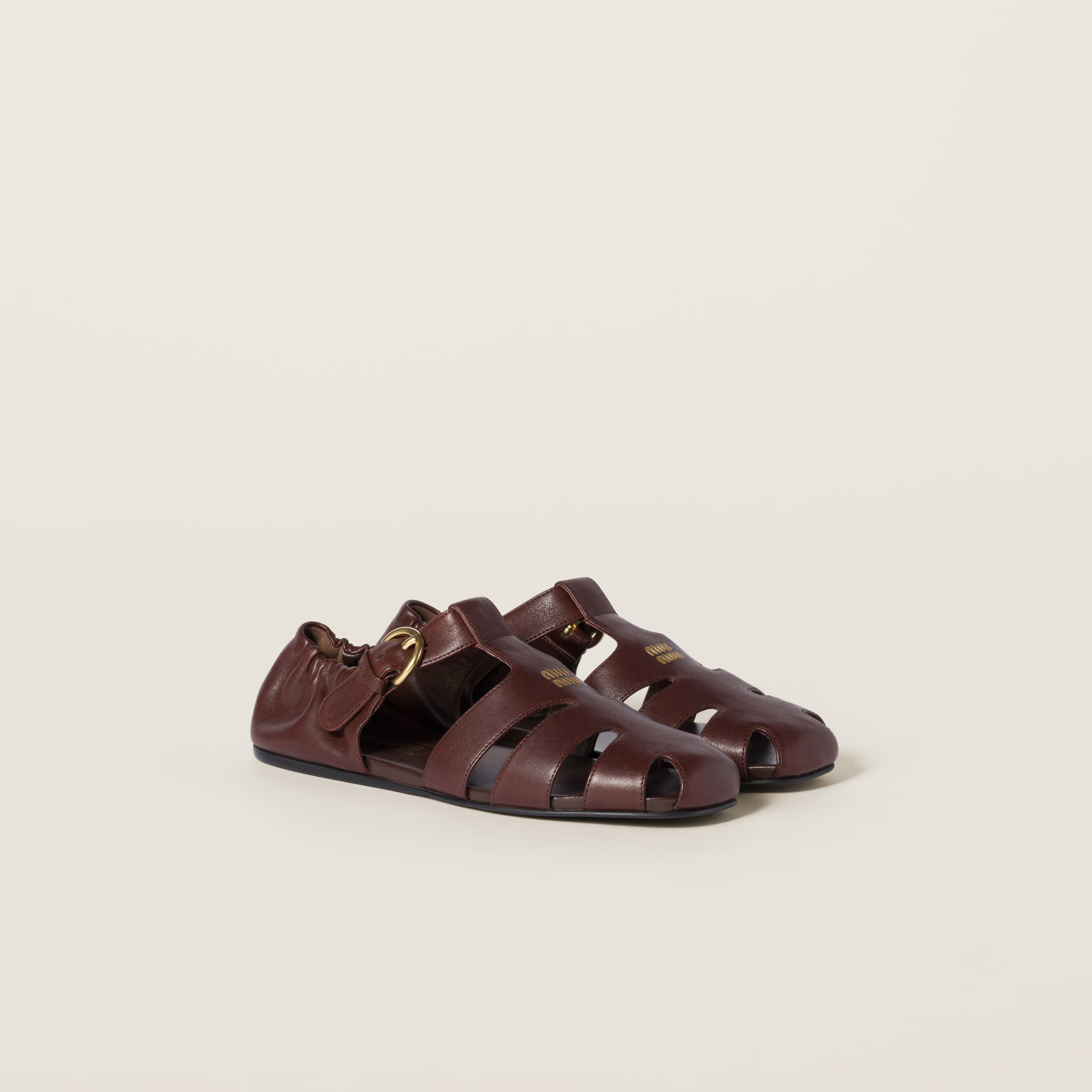 Briarwood Ruches Nappa Leather Fisherman's Sandals | Miu Miu | Miu Miu US