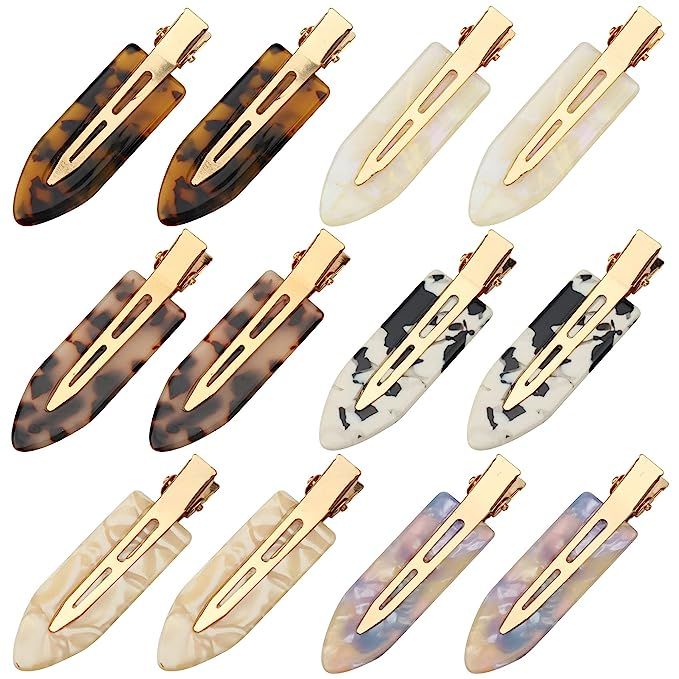 12 PCS No Bend Hair Clips Acrylic Resin No Crease Hair Clips for Women Makeup Hairstyling Duckbil... | Amazon (US)