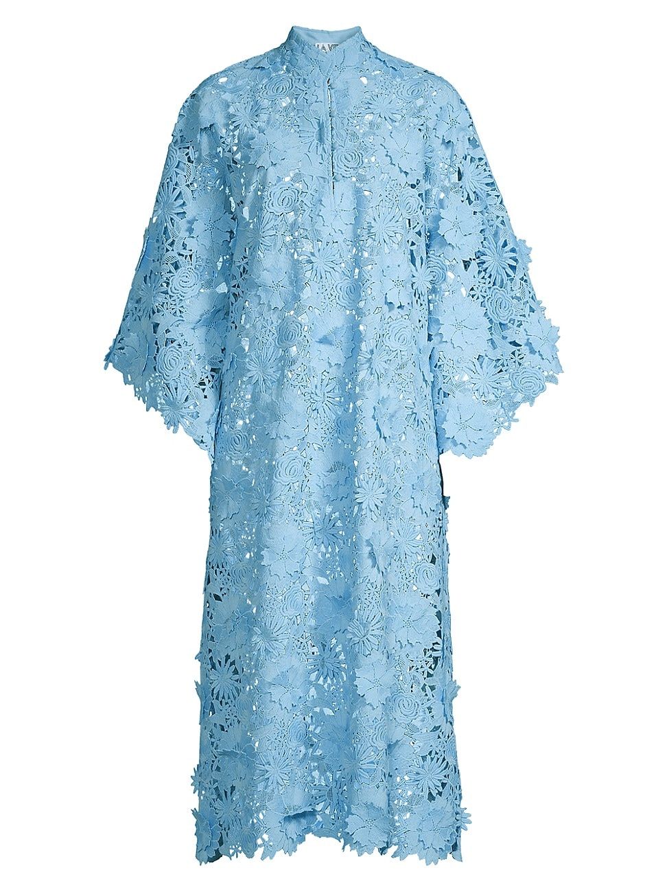 Women's Floral-Lace Caftan Midi-Dress - Baltic Sea | Saks Fifth Avenue