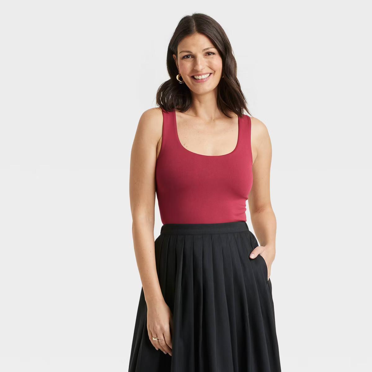 Women's Slim Fit Seamless Tank Top - A New Day™ Dark Pink XS | Target