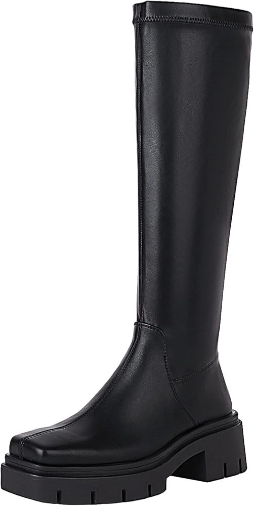 vivianly Women's Chunky Heel Knee high Boots Zipper Square Toe Platform Booties | Amazon (US)