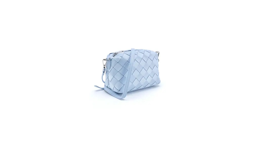 Time and Tru Women's Faux Leather and Suede Woven Camera Crossbody Bag, Blue | Walmart (US)