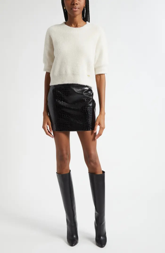 L'AGENCE Gerard Croc Embossed Faux Leather Miniskirt | Nordstrom | Nordstrom