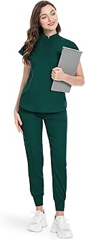niaahinn Scrubs Set for Women Nurse Uniform Jogger Suit Stretch Top & Pants with Multi Pocket for... | Amazon (US)