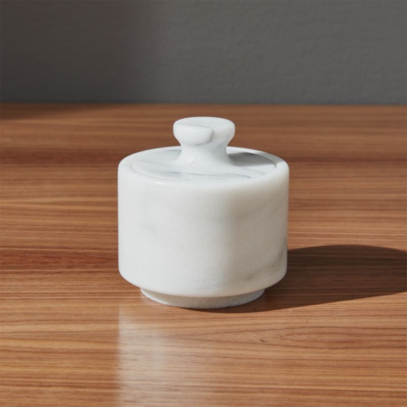 French Marble Salt Cellar with Lid + Reviews | Crate and Barrel | Crate & Barrel