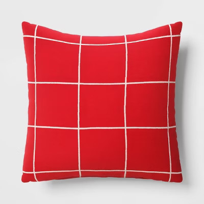 Oversized Grid Square Christmas Throw Pillow Red/Ivory - Wondershop™ | Target
