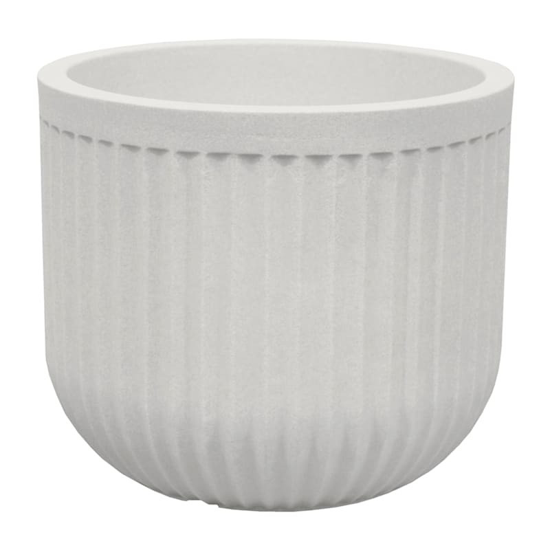Japi Off-White Fluted Low Outdoor Planter, Medium | At Home