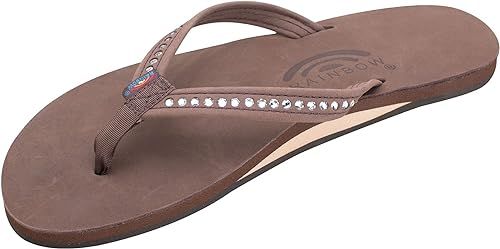 Rainbow Sandals Women's Single Layer Premier Leather w/Swarovski Crystal Narrow Strap | Amazon (US)